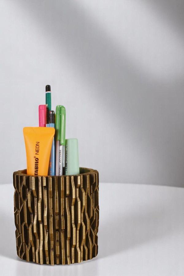 Kalemlik Masa Kalemliği Organizer Kalemlik Altın Eskitme Renk Model 78 - Image 1
