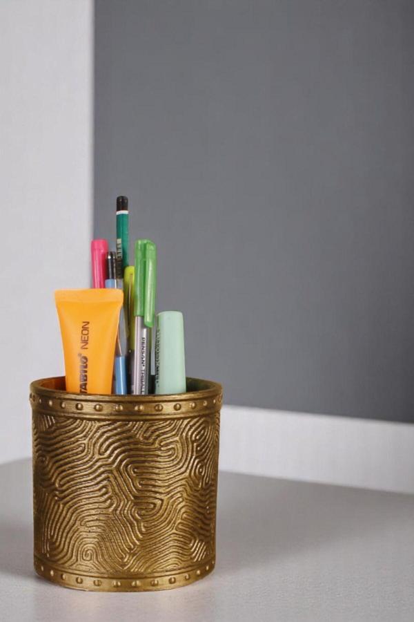 Kalemlik Masa Kalemliği Organizer Kalemlik Altın Eskitme Renk Model 82 - Image 1