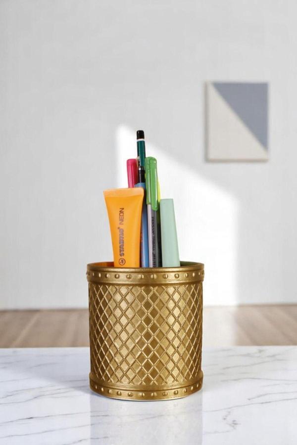 Kalemlik Masa Kalemliği Organizer Kalemlik Altın Renk Model 90 - Image 1