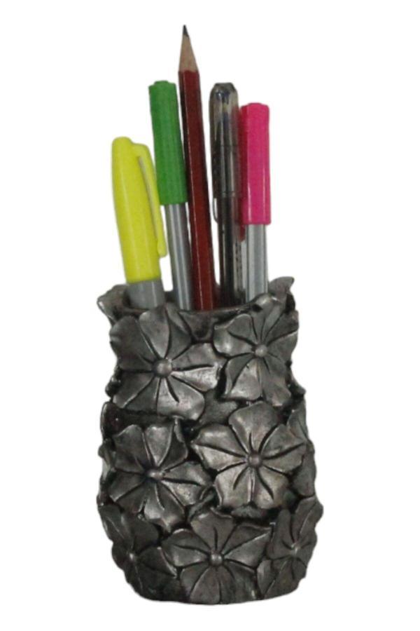 Kalemlik Gümüş Eskitme Renk Masa Kalemliği Organizer Kalemlik Model 16 - Image 1