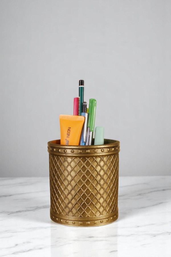 Kalemlik Masa Kalemliği Organizer Kalemlik Altın Eskitme Renk Model 90 - Image 1
