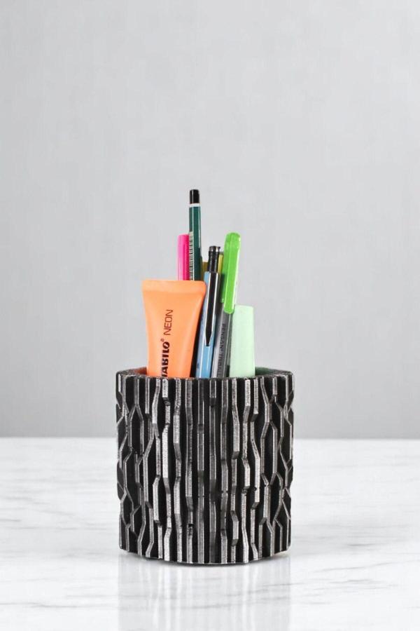 Kalemlik Masa Kalemliği Organizer Kalemlik Gümüş Eskitme Renk Model 78 - Image 1