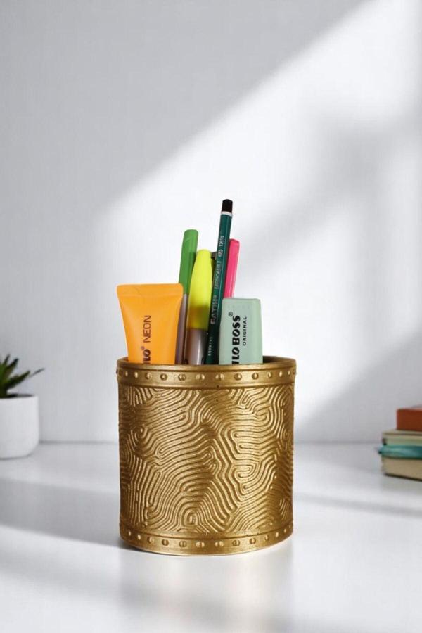 Kalemlik Masa Kalemliği Organizer Kalemlik Altın Renk Model 82 - Image 1