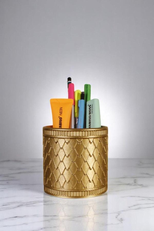 Kalemlik Masa Kalemliği Organizer Kalemlik Altın Renk Model 87 - Image 1