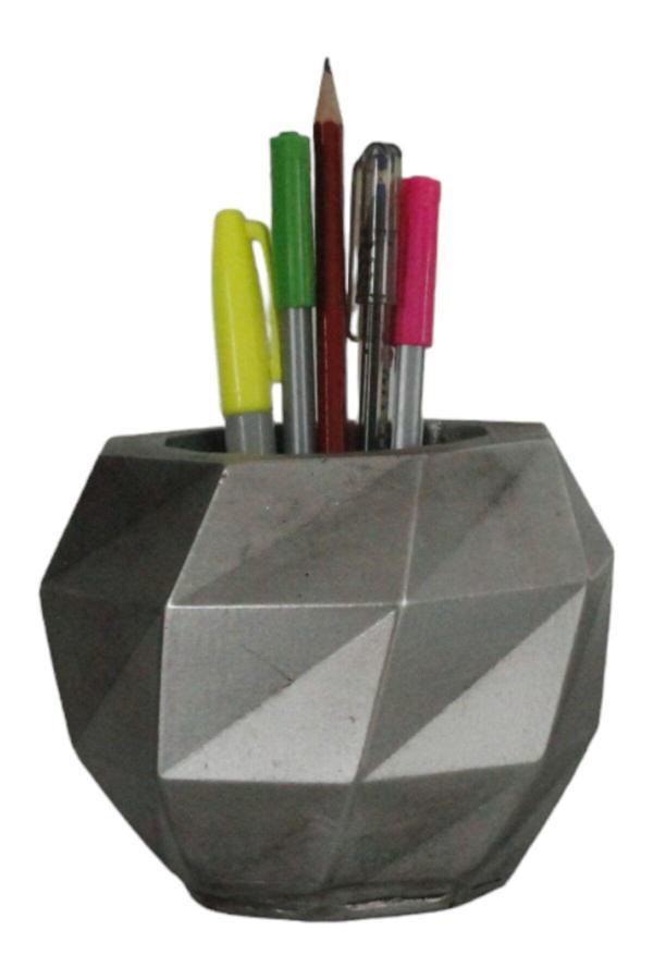 Kalemlik Gümüş Eskitme Renk Masa Kalemliği Organizer Kalemlik Model 20 - Image 1