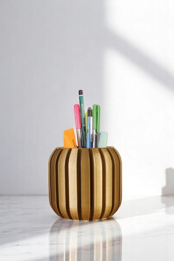 Kalemlik Masa Kalemliği Organizer Kalemlik Altın Renk Model 79 - Image 1