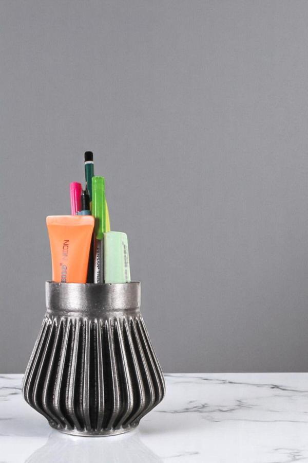 Kalemlik Masa Kalemliği Organizer Kalemlik Gümüş Eskitme Renk Model 83 - Image 1