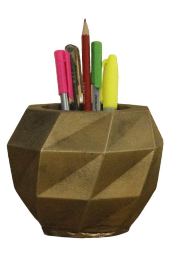 Kalemlik Altın Eskitme Renk Masa Kalemliği Organizer Kalemlik Model 20 - Image 1