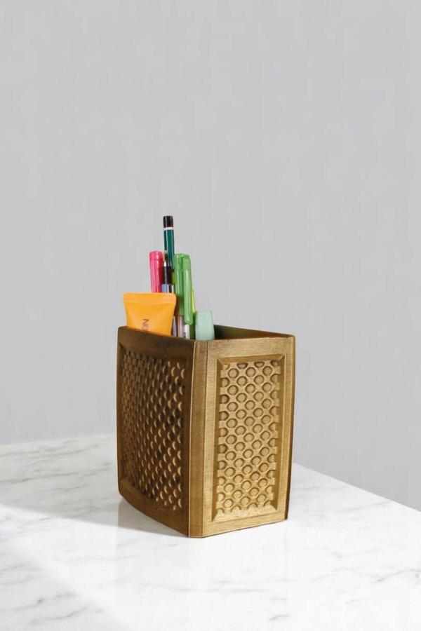 Kalemlik Masa Kalemliği Organizer Kalemlik Altın Eskitme Renk Model 92 - Image 1