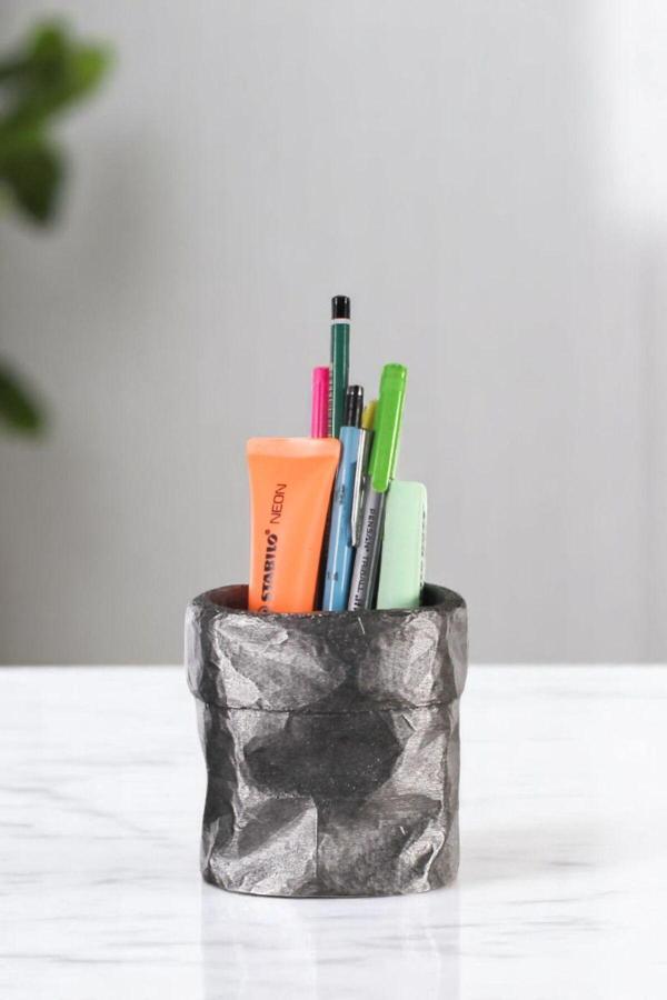 Kalemlik Masa Kalemliği Organizer Kalemlik Gümüş Eskitme Renk Model 80 - Image 1