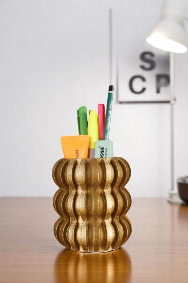 Kalemlik Masa Kalemliği Organizer Kalemlik Altın Renk Model 75 - Image 1