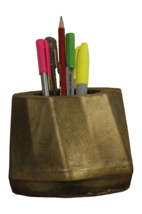 Kalemlik Altın Eskitme Renk Masa Kalemliği Organizer Kalemlik Model 17 - Image 1