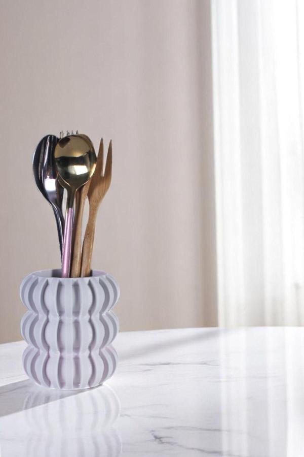 Tezgah Üstü Kaşıklık Dekoratif Dik Kaşıklık Silindir Kaşıklık Altın Renk Model 75 - Image 1