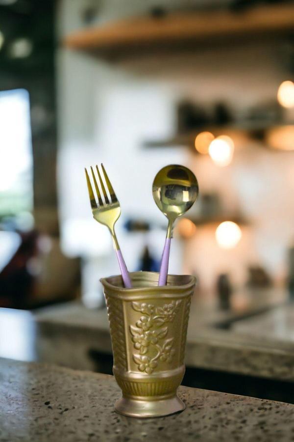 Tezgah Kaşıklık Modern Tezgah Üstü Kaşıklık Dekoratif Dik Kaşıklık Altın Eskitme Renk Model 9 - Image 1