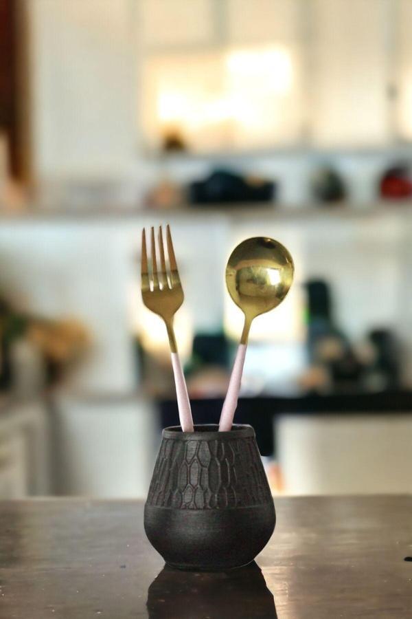 Tezgah Kaşıklık Modern Tezgah Üstü Kaşıklık Dekoratif Dik Kaşıklık Gümüş Eskitme Renk Model 3 - Image 1