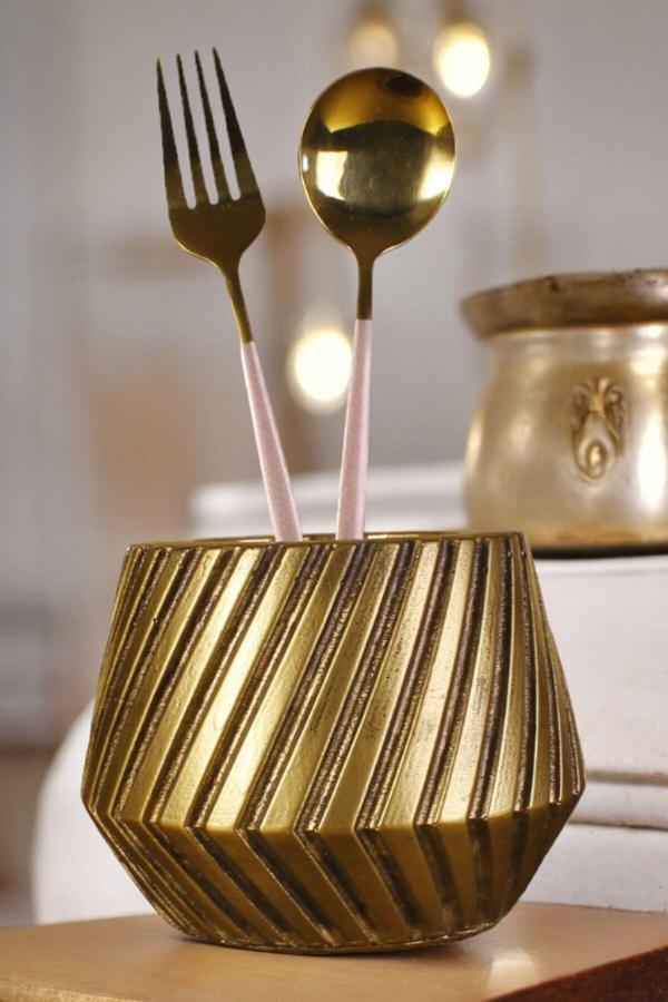 Tezgah Kaşıklık Modern Tezgah Üstü Kaşıklık Dekoratif Dik Kaşıklık Altın Eskitme Renk Model 21 - Image 1