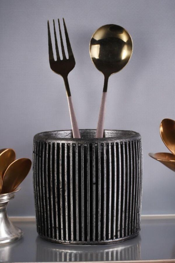 Tezgah Kaşıklık Modern Tezgah Üstü Kaşıklık Dekoratif Dik Kaşıklık Beyaz Renk Model 1 - Image 1