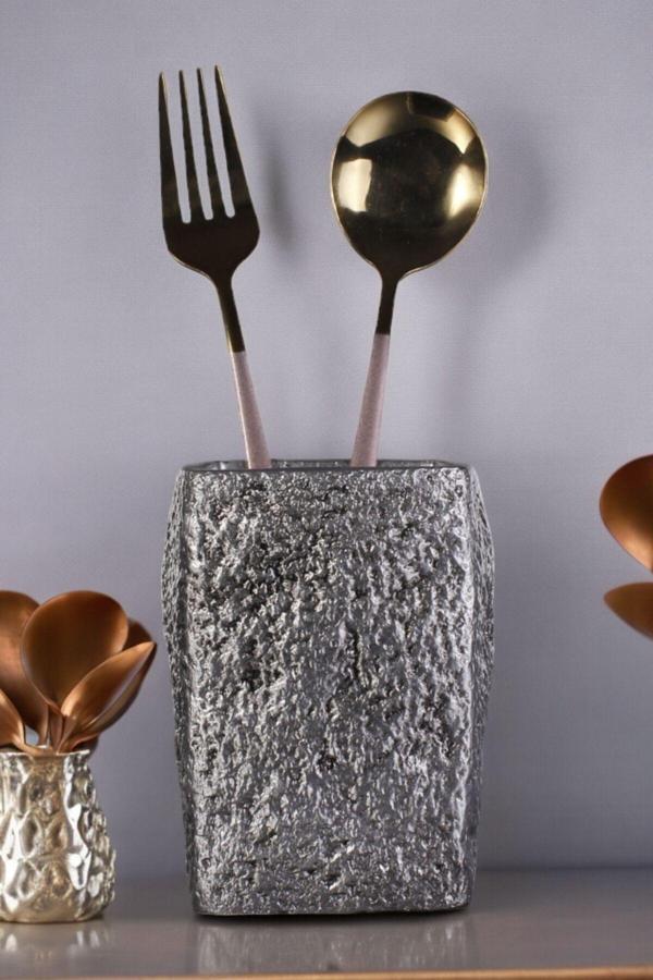 Tezgah Kaşıklık Modern Tezgah Üstü Kaşıklık Dekoratif Dik Kaşıklık Altın Eskitme Renk Model 7 - Image 1