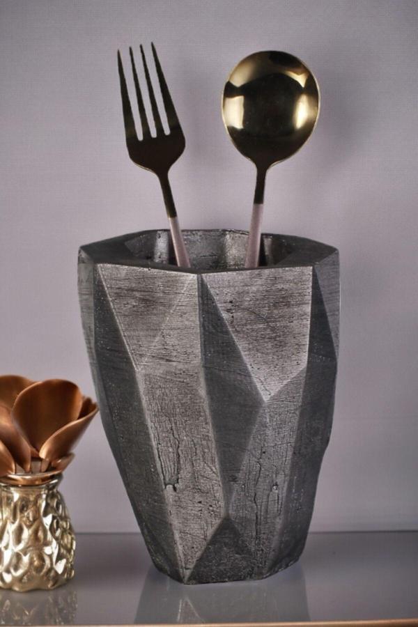 Tezgah Kaşıklık Modern Tezgah Üstü Kaşıklık Dekoratif Dik Kaşıklık Siyah Renk Model 19 - Image 1