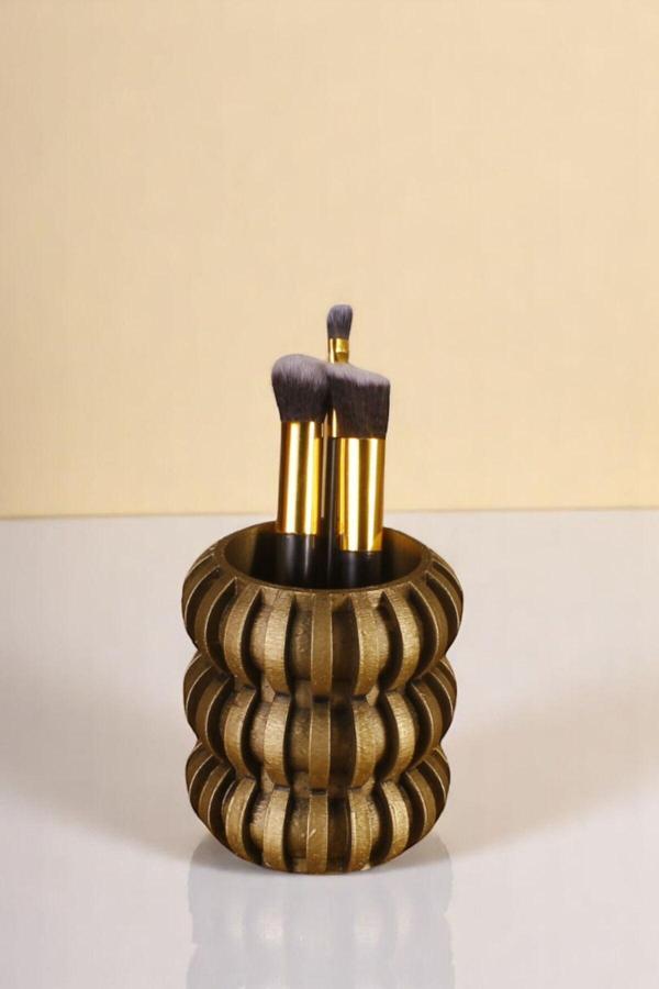 Makyaj Organizeri Makyaj Fırçalığı Makyaj Organizer Düzenleyici Altın Renk Model 75 - Image 1