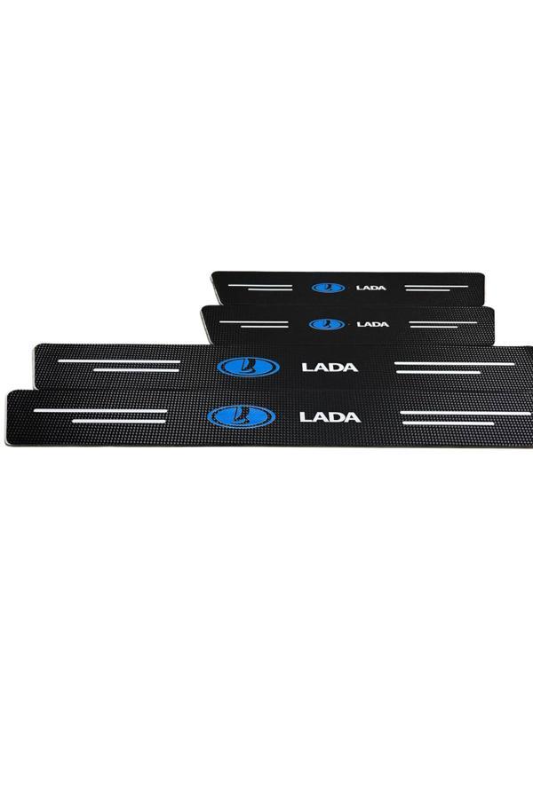 Autowise Lada Logolu Karbon Kapı Eşiği Koruyucu Bant Folyo 4'Lü Set - Image 1
