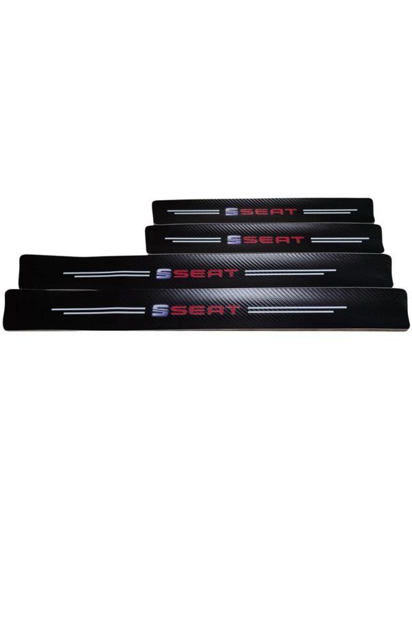 Autowise Seat Logolu Karbon Kapı Eşiği Koruyucu Bant Folyo 4'Lü Set - Image 1