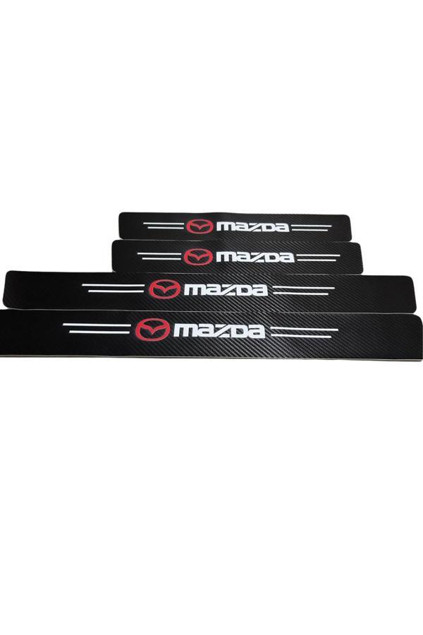 Autowise Mazda Logolu Karbon Kapı Eşiği Koruyucu Bant Folyo 4'Lü Set - Image 1