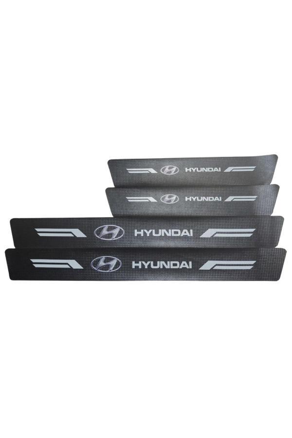 Autowise Hyundai Logolu Karbon Kapı Eşiği Koruyucu Bant Folyo 4'Lü Set - Image 1