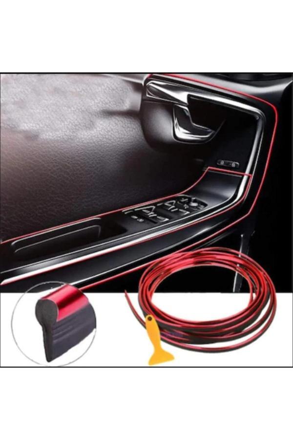 Autowise Trim Fitili Oto Geçmeli Kırmızı Trim Fitili Süs 5 Metre Nikelajlı - Image 1