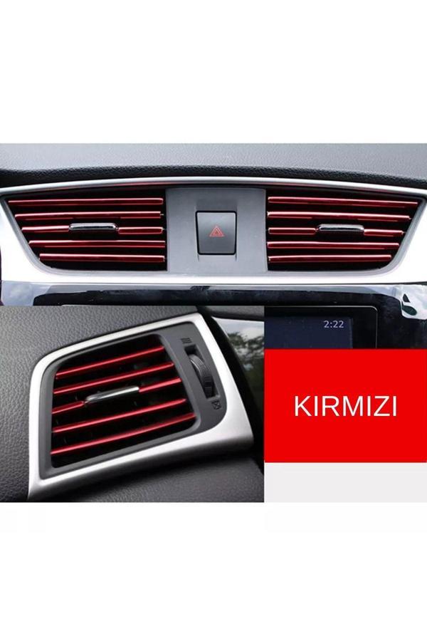 Autowise Araç Içi Klima Izgarasına Geçmeli Klima Süsü Havalandırmaya Geçme Renkli Çıta Kırmızı - Image 1