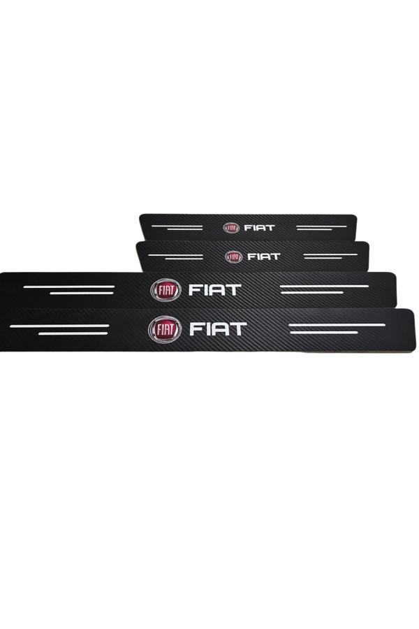 Autowise Fiat Logolu Karbon Kapı Eşiği Koruyucu Bant Folyo 4'Lü Set - Image 1