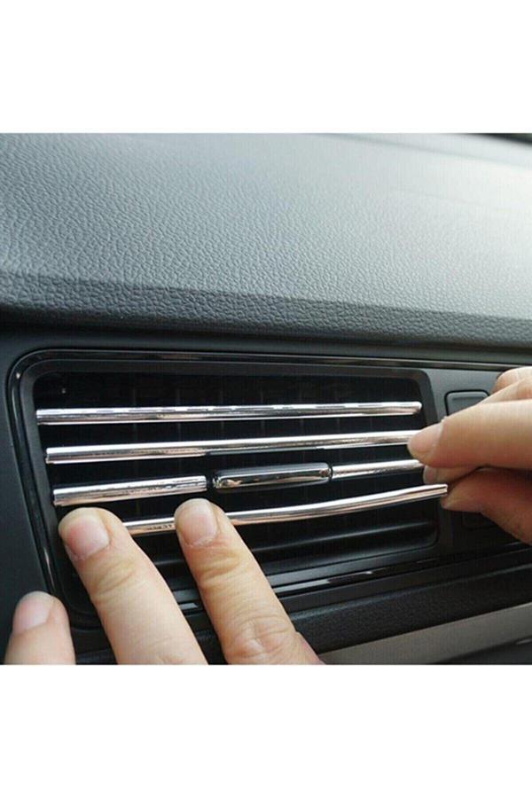 Autowise Araç Içi Klima Izgarasına Geçmeli Klima Süsü Havalandırmaya Geçme Renkli Çıta Krom Gümüş - Image 1