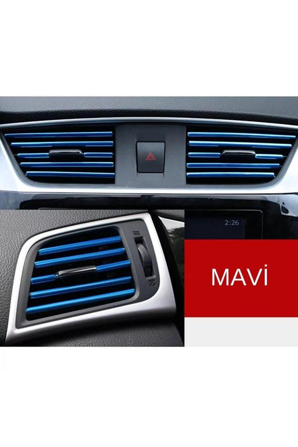 Autowise Araç Içi Klima Izgarasına Geçmeli Klima Süsü Havalandırmaya Geçme Renkli Çıta Mavi - Image 1