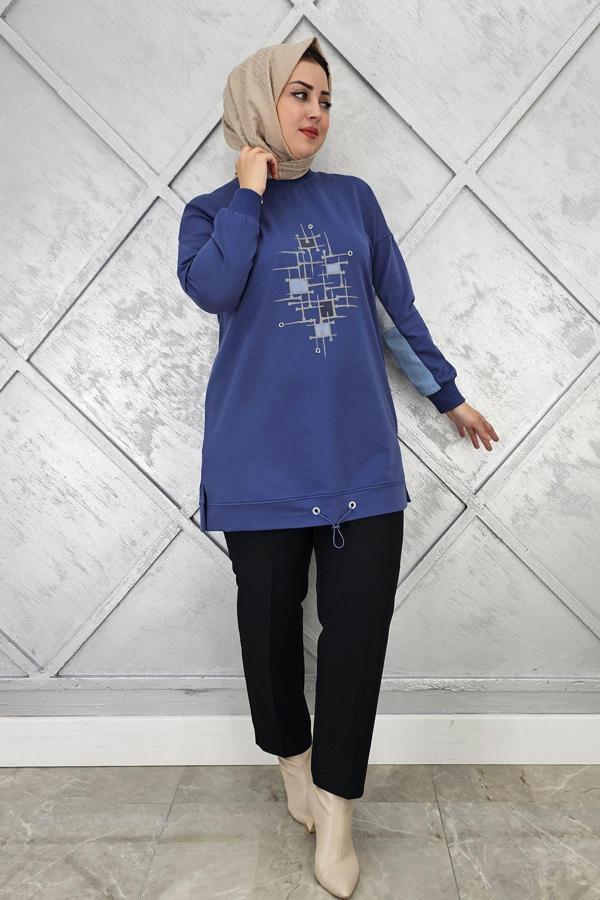 KADIN BASKI DETAYLI TESETTÜR TUNİK - Image 1