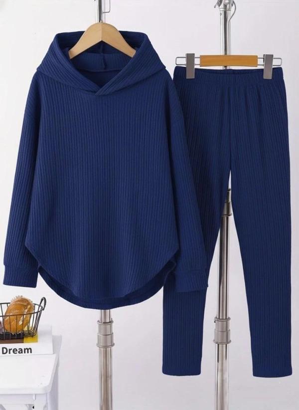 MDB Kadın Uzun Kollu Kapşonlu Meloni Bluz Ve Pantolon Ikili Takım - Image 1