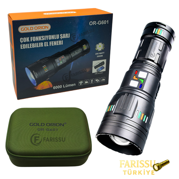 OR-G601 200W Lazer LED El Feneri + Yedek Pil Seti - Powerbank Özellikli Profesyonel Avcı Paketi - Image 1