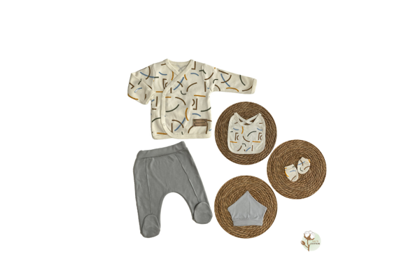 almini Yeni Sezon Çizgili Erkek 5 Parça Hastane Çıkışı - Image 1