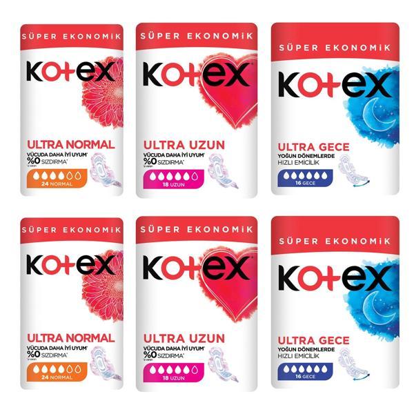 Kotex Ultra Normal - Uzun - Gece 6 lı Karma Paket - Image 1