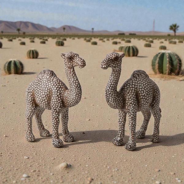 Simli Parlayan 2’li Deve Biblo Seti Dekoratif Reçine Heykel Hediyelik Konsol Vitrin Masa Süsü 13 cm. - Image 1