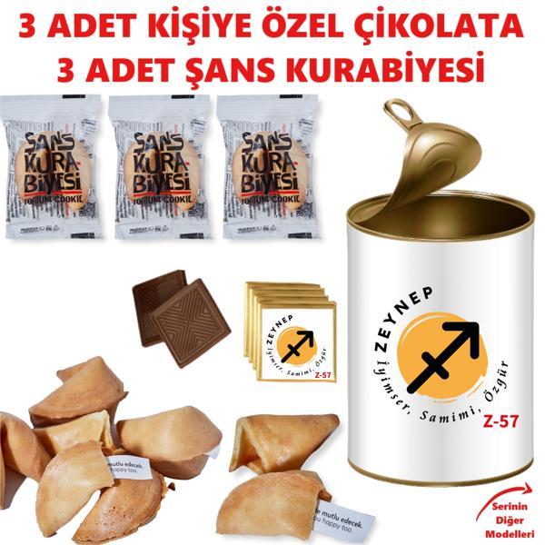 Kişiye Özel İsimli Konsept Motivasyon Hediye Kutusu - 3 Adet Şans Kurabiyesi + 3 adet İsimli Çikolata Hediye Seti - Image 1