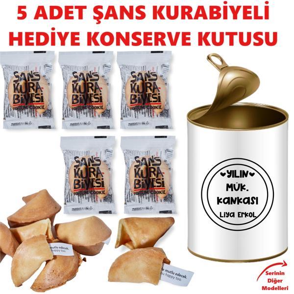 Kişiye Özel Yılbaşı Hediyesi,Motivasyon Hediye Kutusu - Motivasyon Mesajlı 5 Adet Şans Kurabiyesi - Image 1