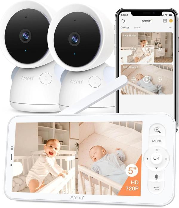 ARENTI Bebek Monitörü, 2K/3MP WiFi Kamera ve Ses 5 Inc Monitör - 2 Kamera - Image 1