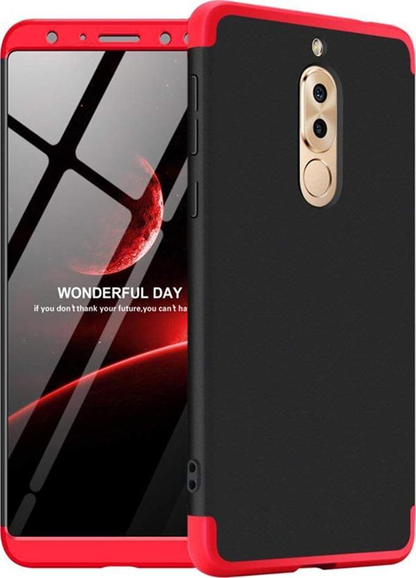 Microsonic Huawei Mate 10 Lite Kılıf Double Dip 360 Protective Siyah Kırmızı - Image 1