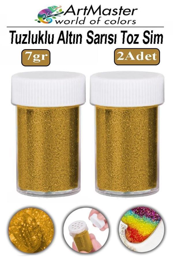 Toz Sim Altın Sarı 2 Adet 7 Gr Tuzluklu Etkinlik Ders Okul Slime Dekorasyon Renkli Toz Sim Dekor Süsleme - Image 1