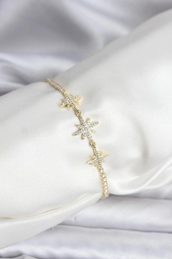 Kutup Yıldızı Model Zirkon Taşlı Gold Renk Su Yolu Kadın Bileklik - Image 1