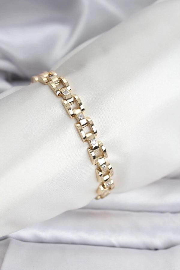 14K Gold Renk Kaplama Zirkon Taşlı CM Kadın Bileklik - Image 1