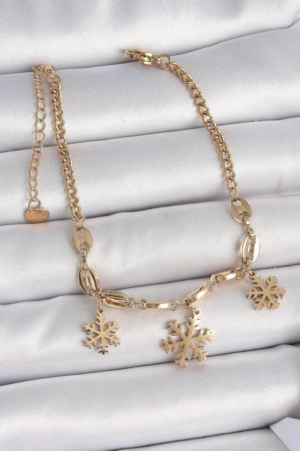 316L Çelik Gold Renk Sallantı Kar Tanesi Model Kadın Bileklik - Image 1