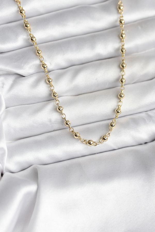 14K Gold Renk Kaplama Topçuklu Zincir Model CM Kadın Kolye - Image 1