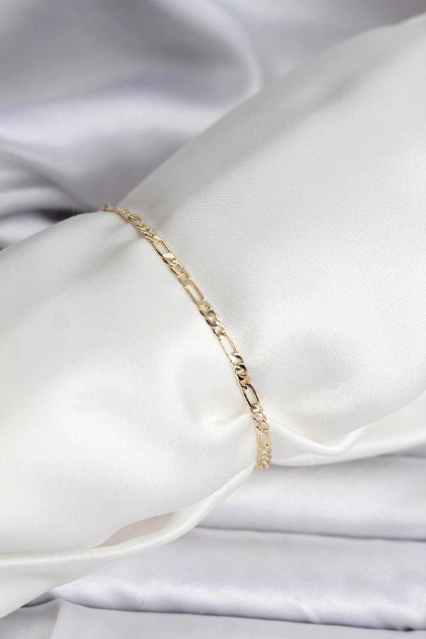 14K Gold Renk Kaplama Minimal Zincir Model CM Kadın Bileklik - Image 1