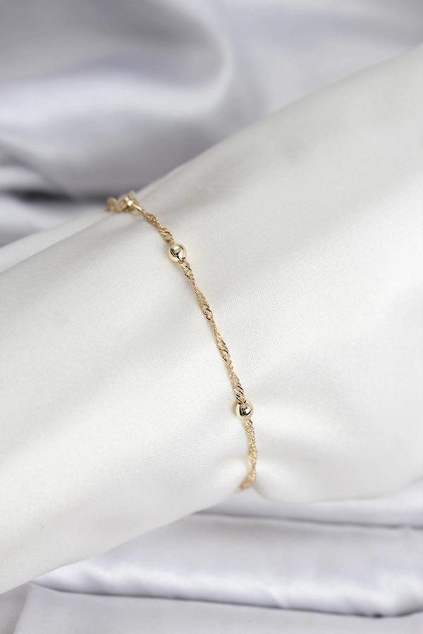 14K Gold Renk Kaplama Topçuklu Model CM Kadın Bileklik - Image 1